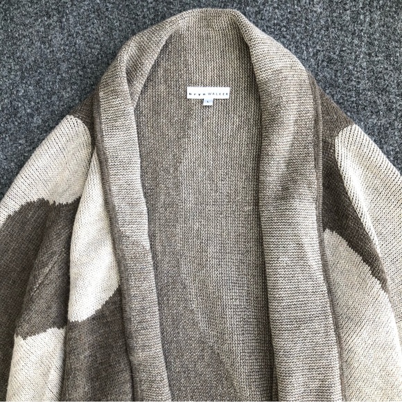 Bryn Walker alpaca and merino wool blend open front draped cardigan size large - Picture 2 of 10